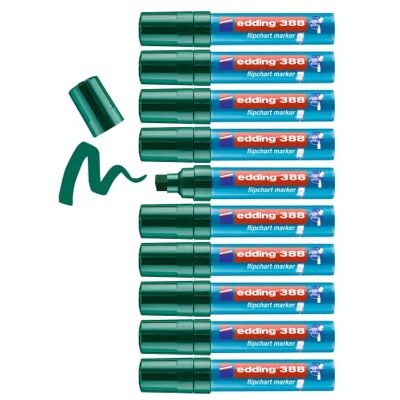 edding 388 Flipchart-Marker grün 10 Stifte Keilspitze 4-12 mm Stift zum Schreiben, Zeichnen und Markieren auf Flipcharts Tinte schlägt nicht durch Papier trocknet nicht aus farbintensiv edding 388 Flipchart-Marker grün 10 Stifte Keilspitze 4-12 mm Stift zum Schreiben, Zeichnen und Markieren auf Flipcharts Tinte schlägt nicht durch Papier trocknet nicht aus farbintensiv