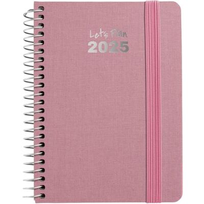 Grafoplás Grafoplas Fancy Jahresplaner 2025, A6, Pastellrosa, Spanisch, Hardcover, mit Metallic-Stoff gefüttert, elastischer Verschluss, inklusive Aufkleber, von Januar bis Dezember, FSC Grafoplás Grafoplas Fancy Jahresplaner 2025, A6, Pastellrosa, Spanisch, Hardcover, mit Metallic-Stoff gefüttert, elastischer Verschluss, inklusive Aufkleber, von Januar bis Dezember, FSC
