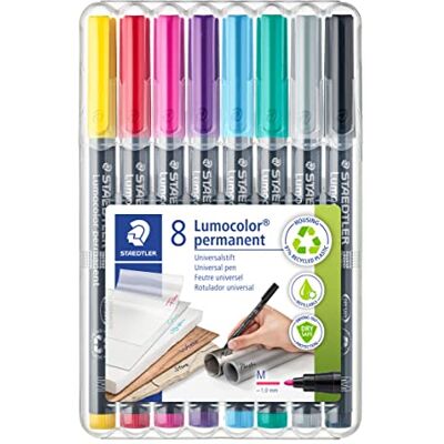 Staedtler Lumocolor 317 Permanent Marker – 8er-Box, M, 1,0 mm Folienstift permanent für fast alle Oberflächen, wasserfest – wischfest – Art.-Nr. 317 WP8-2 Staedtler Lumocolor 317 Permanent Marker – 8er-Box, M, 1,0 mm Folienstift permanent für fast alle Oberflächen, wasserfest – wischfest – Art.-Nr. 317 WP8-2