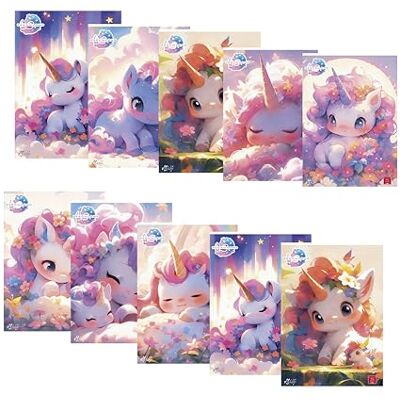 Pigna , 10er-Pack Maxi-Hefte A4, EINHÖRNER, Einband mit Glitzer, liniert mit Rand Pigna , 10er-Pack Maxi-Hefte A4, EINHÖRNER, Einband mit Glitzer, liniert mit Rand