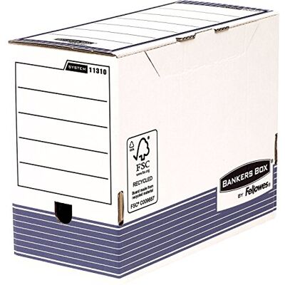 Bankers Box Archivschachtel A4+ Format, 200 mm Rückenbreite, System Serie, mit schnellem FastFold Aufbau, aus 100% recyceltem Karton, Pack mit 10 Stück Bankers Box Archivschachtel A4+ Format, 200 mm Rückenbreite, System Serie, mit schnellem FastFold Aufbau, aus 100% recyceltem Karton, Pack mit 10 Stück