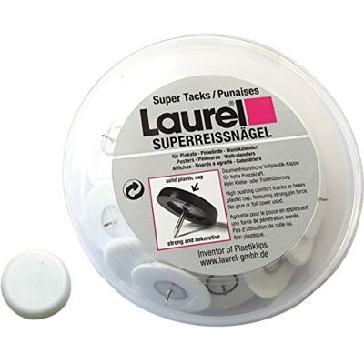 Laurel Superreißnagel 30mm VE=30 Stück weiß Wandpin aus Stahl und ABS Praktisch Silber Laurel Superreißnagel 30mm VE=30 Stück weiß Wandpin aus Stahl und ABS Praktisch Silber