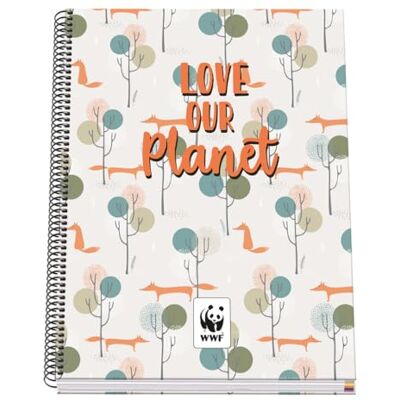 DOHE A4-Notizbuch, kariert, Spiralbindung, 100 Blatt, 90 g/m², kariert, 5 mm, Hardcover, WWF Love Our Planet, Schulmaterial DOHE A4-Notizbuch, kariert, Spiralbindung, 100 Blatt, 90 g/m², kariert, 5 mm, Hardcover, WWF Love Our Planet, Schulmaterial