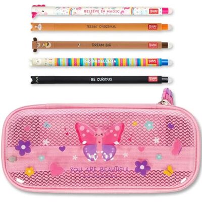 LEGAMI WonderWow Federmäppchen & radierbarer Stift Set mit 5 niedlichen Tierstiften mit thermosensitiver Tinte + Federmäppchen mit 2 Fächern (Schmetterling) LEGAMI WonderWow Federmäppchen & radierbarer Stift Set mit 5 niedlichen Tierstiften mit thermosensitiver Tinte + Federmäppchen mit 2 Fächern (Schmetterling)