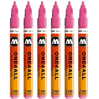Molotow One4All 127HS Acryl Marker (2,0 mm Strichstärke, hochdeckend und permanent, UV-beständig, für fast alle Untergründe) 6 Stück Farbe 200 neonpink Molotow One4All 127HS Acryl Marker (2,0 mm Strichstärke, hochdeckend und permanent, UV-beständig, für fast alle Untergründe) 6 Stück Farbe 200 neonpink