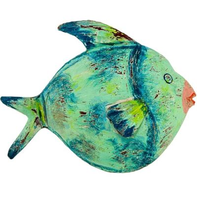 DRW Eiserne Fischfigur in Blau und Grün, 32 x 12 x 24 cm DRW Eiserne Fischfigur in Blau und Grün, 32 x 12 x 24 cm