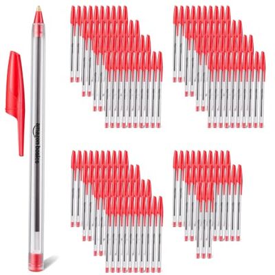 Amazon Kugelschreiber, Schnelltrocknend, ideal für Schule und Büro, Mittlere Strichstärke (1,0mm), Rot, 144er-Pack Amazon Kugelschreiber, Schnelltrocknend, ideal für Schule und Büro, Mittlere Strichstärke (1,0mm), Rot, 144er-Pack