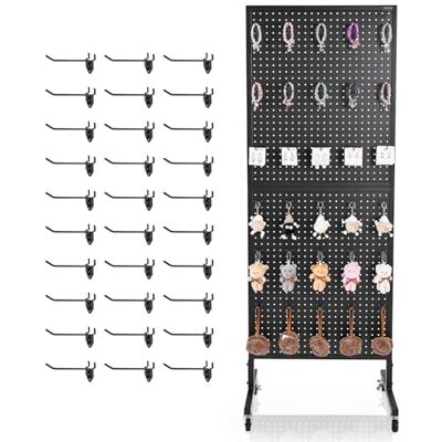 VEVOR Stecktafel Displayständer, 405x600x1670 mm, Präsentationsständer mit Lenkrollen & 30 Haken, Tafel aus Stahl für Lebensmittelgeschäfte, Einzelhandelsgeschäfte & Juweliergeschäfte, schwarz VEVOR Stecktafel Displayständer, 405x600x1670 mm, Präsentationsständer mit Lenkrollen & 30 Haken, Tafel aus Stahl für Lebensmittelgeschäfte, Einzelhandelsgeschäfte & Juweliergeschäfte, schwarz