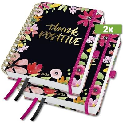 Sigel J4600 Spiral-Kalender Jolie 2024, Flower Love, ca. A5, Hardcover, Gummiband, Stiftschlaufe, Einstecktasche, 2 Zeichenbänder, 240 Seiten, aus nachhaltigem Papier, Wochenplaner, 2 Stück Sigel J4600 Spiral-Kalender Jolie 2024, Flower Love, ca. A5, Hardcover, Gummiband, Stiftschlaufe, Einstecktasche, 2 Zeichenbänder, 240 Seiten, aus nachhaltigem Papier, Wochenplaner, 2 Stück