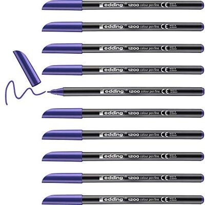 edding 1200 Fasermaler fein violett (lila) 10 Stifte Rundspitze 1 mm Filzstift zum Zeichnen und Schreiben für Schule, Mandala edding 1200 Fasermaler fein violett (lila) 10 Stifte Rundspitze 1 mm Filzstift zum Zeichnen und Schreiben für Schule, Mandala