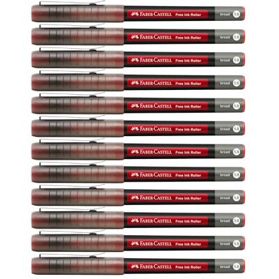 Faber-Castell Tintenroller Free Ink Rot, 12 Stück Dokumentenechter Rollerball mit 0,8 mm Spitze für flüssiges Schreiben und Notizen Faber-Castell Tintenroller Free Ink Rot, 12 Stück Dokumentenechter Rollerball mit 0,8 mm Spitze für flüssiges Schreiben und Notizen