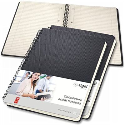 Sigel CO823/3 Premium Spiralblock A5 liniert schwarz, 80 Blatt, 3er Pack, sehr stabiler Hardcover-Einband, aus nachhaltigem Papier, Conceptum Notizblock Sigel CO823/3 Premium Spiralblock A5 liniert schwarz, 80 Blatt, 3er Pack, sehr stabiler Hardcover-Einband, aus nachhaltigem Papier, Conceptum Notizblock