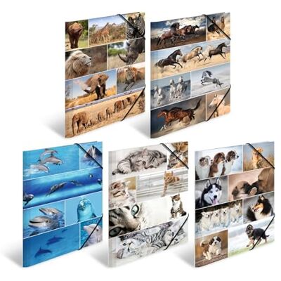 HERMA Sammelmappen A3 Tiermotive Set, 10 Stück, Kinder Eckspanner-Mappen aus Pappe mit Tier Motiv, Gummizug, Innenklappen und Innendruck für Jungen und Mädchen HERMA Sammelmappen A3 Tiermotive Set, 10 Stück, Kinder Eckspanner-Mappen aus Pappe mit Tier Motiv, Gummizug, Innenklappen und Innendruck für Jungen und Mädchen