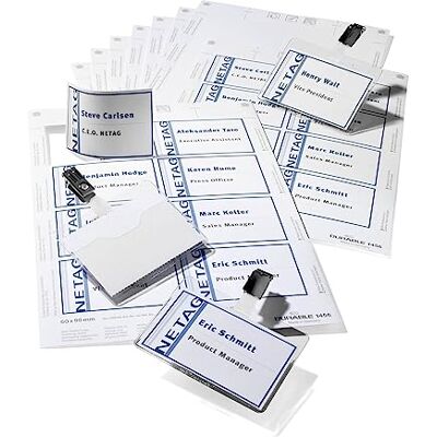 Durable Namensschilder-Set, Namensschilder 60 x 90 mm mit Clip, passende Einsteckschilder auf A4 Druckbögen, Packung à 20 Stück, 818100 Durable Namensschilder-Set, Namensschilder 60 x 90 mm mit Clip, passende Einsteckschilder auf A4 Druckbögen, Packung à 20 Stück, 818100