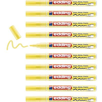 edding 751 Glanzlackmarker pastellgelb 10 Lackmarker Rundspitze 1-2 mm Lackstift für Glas, Stein, Holz, Kunststoff und Papier wasserfest, stark deckend edding 751 Glanzlackmarker pastellgelb 10 Lackmarker Rundspitze 1-2 mm Lackstift für Glas, Stein, Holz, Kunststoff und Papier wasserfest, stark deckend