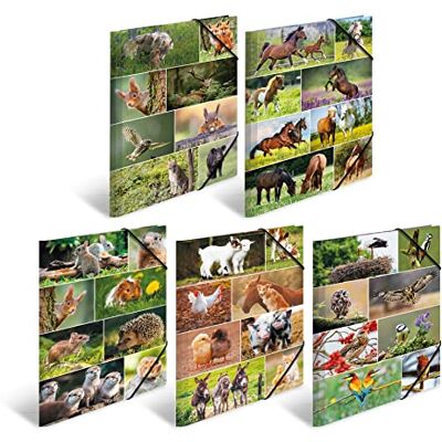 HERMA Sammelmappen A3 Tiermotive Set, 10 Stück, Kinder Eckspanner-Mappen aus Pappe mit Tiere Motiv, Gummizug, Innenklappen und Innendruck für Jungen und Mädchen HERMA Sammelmappen A3 Tiermotive Set, 10 Stück, Kinder Eckspanner-Mappen aus Pappe mit Tiere Motiv, Gummizug, Innenklappen und Innendruck für Jungen und Mädchen