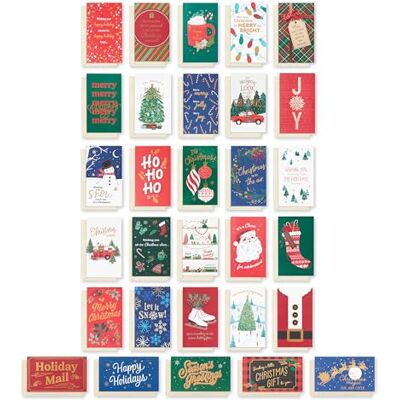 American Greetings Weihnachtskarten mit Umschlägen, Geldgeschenkkartenhalter, traditionelle Weihnachtsdesigns (30 Stück) American Greetings Weihnachtskarten mit Umschlägen, Geldgeschenkkartenhalter, traditionelle Weihnachtsdesigns (30 Stück)