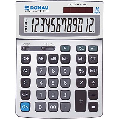 DONAU TECH Tischrechner / 12-Stellig Wurzelfunktion/ 21 x 15,4 x 3,4 MCM/Silbern/Rechner mit 12-stelliger Anzeige/Dual-Power Solar Batteriebetrieb/Kompaktes Design DONAU TECH Tischrechner / 12-Stellig Wurzelfunktion/ 21 x 15,4 x 3,4 MCM/Silbern/Rechner mit 12-stelliger Anzeige/Dual-Power Solar Batteriebetrieb/Kompaktes Design