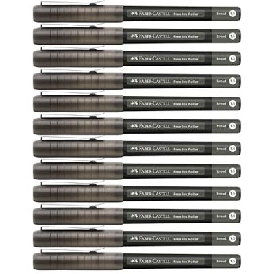 Faber-Castell Tintenroller Free Ink Schwarz, 12 Stück Dokumentenechter Rollerball mit 0,8 mm Spitze für flüssiges Schreiben und Notizen Faber-Castell Tintenroller Free Ink Schwarz, 12 Stück Dokumentenechter Rollerball mit 0,8 mm Spitze für flüssiges Schreiben und Notizen