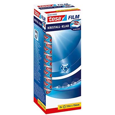 tesa film kristall-klar Hochtransparentes, alterungsbeständiges Klebeband mit starker Haftung 33 m x 19 mm 8er Pack tesa film kristall-klar Hochtransparentes, alterungsbeständiges Klebeband mit starker Haftung 33 m x 19 mm 8er Pack