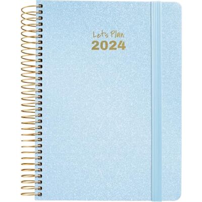 Grafoplás Spiralkalender Jahresplaner 2024 Pastellblau Spanisch 15 x 21 cm Hardcover mit metallischem Stoff ausgekleidet elastischer Verschluss Januar bis Dezember 24 Serie Metallic Grafoplás Spiralkalender Jahresplaner 2024 Pastellblau Spanisch 15 x 21 cm Hardcover mit metallischem Stoff ausgekleidet elastischer Verschluss Januar bis Dezember 24 Serie Metallic