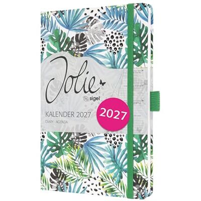Sigel 7J355 Wochenkalender 2027 ca. A5, grün, hellblau, Hardcover, Gummiband, Stiftschlaufe, Einstecktasche, 174 Seiten, vegan, Buchkalender, Terminplaner Taschenkalender Jolie Sigel 7J355 Wochenkalender 2027 ca. A5, grün, hellblau, Hardcover, Gummiband, Stiftschlaufe, Einstecktasche, 174 Seiten, vegan, Buchkalender, Terminplaner Taschenkalender Jolie
