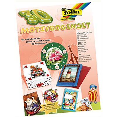 folia 1419 3D Motivbogen Set, DIN A4, 10 Blatt, mit Klebepads und Schere folia 1419 3D Motivbogen Set, DIN A4, 10 Blatt, mit Klebepads und Schere