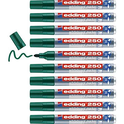 edding 250 Whiteboardmarker grün 10 Whiteboard Stifte Rundspitze 1,5-3 mm Boardmarker abwischbar für Whiteboard, Flipchart, Magnettafel, Pinnwand, Memoboard Sketchnotes nachfüllbar edding 250 Whiteboardmarker grün 10 Whiteboard Stifte Rundspitze 1,5-3 mm Boardmarker abwischbar für Whiteboard, Flipchart, Magnettafel, Pinnwand, Memoboard Sketchnotes nachfüllbar