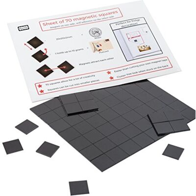 Magnefic ! Magnetische Quadrate, 1 Klebebandbogen mit 70 magnetischen Quadraten (je 20 x 20 x 2 mm), Magnet auf der einen Seite, selbstklebend auf der anderen Seite Perfekt für Kühlschrankorganisation, Magnefic ! Magnetische Quadrate, 1 Klebebandbogen mit 70 magnetischen Quadraten (je 20 x 20 x 2 mm), Magnet auf der einen Seite, selbstklebend auf der anderen Seite Perfekt für Kühlschrankorganisation,