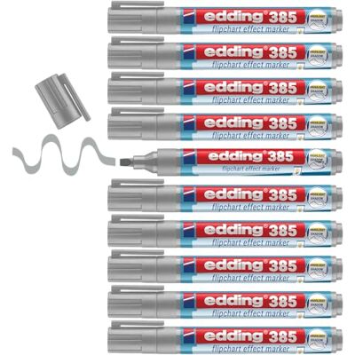 edding 385 Flipchart Effektmarker silbergrau 10er Pack flexible Pinselspitze 1-5 mm Marker zum Hervorheben, Schattieren und Markieren auf Flipchartpapier edding 385 Flipchart Effektmarker silbergrau 10er Pack flexible Pinselspitze 1-5 mm Marker zum Hervorheben, Schattieren und Markieren auf Flipchartpapier