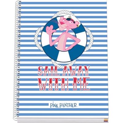 DOHE A4-Notizbuch, kariert, Spiralbindung, 100 Blatt, 90 g/m², kariert, 5 mm, Hardcover, Pink Panther Sailing, Schulmaterial DOHE A4-Notizbuch, kariert, Spiralbindung, 100 Blatt, 90 g/m², kariert, 5 mm, Hardcover, Pink Panther Sailing, Schulmaterial