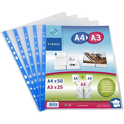 Viquel 25 Stück Hüllen Perforierte Dual Format A4/A3 Viquel 25 Stück Hüllen Perforierte Dual Format A4/A3