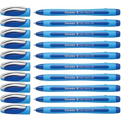 Schneider 150203 Slider Memo XB Kugelschreiber (mit Kappe, Strichstärke: XB) 10er Pack, blau Schneider 150203 Slider Memo XB Kugelschreiber (mit Kappe, Strichstärke: XB) 10er Pack, blau
