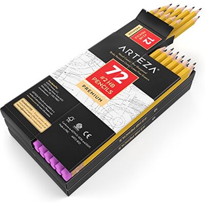 ARTEZA Bleistift HB, Holzbleistifte, Bleistifte mit latextfreiem Radiergummi, vorgespitzt für reibungsloses Schreiben in Schule, Büro & zum Zeichnen und Skizzieren, 1 stück (72er Pack) ARTEZA Bleistift HB, Holzbleistifte, Bleistifte mit latextfreiem Radiergummi, vorgespitzt für reibungsloses Schreiben in Schule, Büro & zum Zeichnen und Skizzieren, 1 stück (72er Pack)