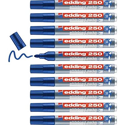 edding 250 Whiteboardmarker blau 10 Whiteboard Stifte Rundspitze 1,5-3 mm Boardmarker abwischbar für Whiteboard, Flipchart, Magnettafel, Pinnwand, Memoboard Sketchnotes nachfüllbar edding 250 Whiteboardmarker blau 10 Whiteboard Stifte Rundspitze 1,5-3 mm Boardmarker abwischbar für Whiteboard, Flipchart, Magnettafel, Pinnwand, Memoboard Sketchnotes nachfüllbar