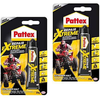 Pattex Repair Extreme, 2x 20 g Tube nicht-schrumpfender und flexibler Alleskleber, temperaturbeständiger Reparaturkleber, starker Kleber für innen und außen Pattex Repair Extreme, 2x 20 g Tube nicht-schrumpfender und flexibler Alleskleber, temperaturbeständiger Reparaturkleber, starker Kleber für innen und außen