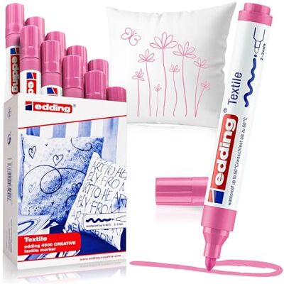 edding 4500 Textilmarker pink 10 Stück Rundspitze 2-3 mm Textilstifte waschmaschinenfest (60 °C) zum Stoff bemalen Stoffmalstift edding 4500 Textilmarker pink 10 Stück Rundspitze 2-3 mm Textilstifte waschmaschinenfest (60 °C) zum Stoff bemalen Stoffmalstift