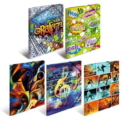 HERMA Sammelmappen A4 Design Set, 10 Stück, Kinder Eckspanner-Mappen aus Kunststoff mit Kunst Motiv, Gummizug, Innenklappen und Innendruck für Jungen und Mädchen HERMA Sammelmappen A4 Design Set, 10 Stück, Kinder Eckspanner-Mappen aus Kunststoff mit Kunst Motiv, Gummizug, Innenklappen und Innendruck für Jungen und Mädchen