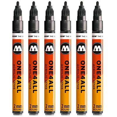 Molotow One4All 127HS Acryl Marker (2,0 mm Strichstärke, hochdeckend und permanent, UV-beständig, für fast alle Untergründe) 6 Stück Farbe 223 metallic schwarz Molotow One4All 127HS Acryl Marker (2,0 mm Strichstärke, hochdeckend und permanent, UV-beständig, für fast alle Untergründe) 6 Stück Farbe 223 metallic schwarz