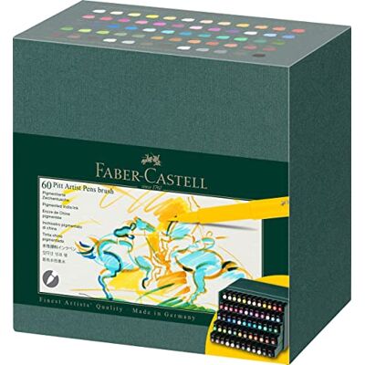 Faber-Castell 167193 Tuschestifte Pitt Artist Pen Brush, 60er Atelierbox, Pinselstifte Set Faber-Castell 167193 Tuschestifte Pitt Artist Pen Brush, 60er Atelierbox, Pinselstifte Set