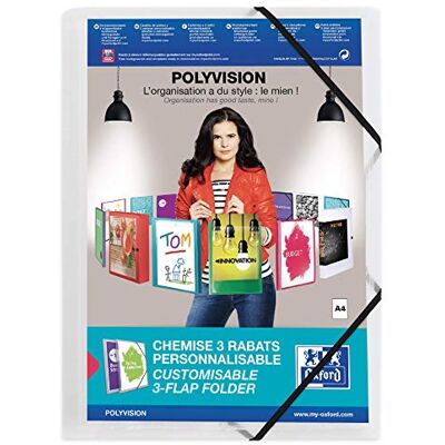 Oxford Polyvision Eckspannmappe A4, transparent, 3 Klappen, 12 Stück Oxford Polyvision Eckspannmappe A4, transparent, 3 Klappen, 12 Stück