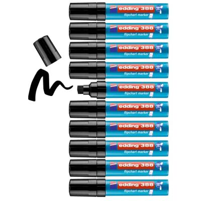 edding 388 Flipchart-Marker schwarz 10 Stifte Keilspitze 4-12 mm Stift zum Schreiben, Zeichnen und Markieren auf Flipcharts-Tinte schlägt nicht durch Papier trocknet nicht aus farbintensiv edding 388 Flipchart-Marker schwarz 10 Stifte Keilspitze 4-12 mm Stift zum Schreiben, Zeichnen und Markieren auf Flipcharts-Tinte schlägt nicht durch Papier trocknet nicht aus farbintensiv