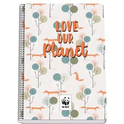 DOHE Notizbuch kariert Foliogröße (21,5 x 31 cm), Spiralbindung, 80 Blatt à 90 g/m², kariert 4 mm, fester Einband, WWF Love Our Planet, Schulmaterial DOHE Notizbuch kariert Foliogröße (21,5 x 31 cm), Spiralbindung, 80 Blatt à 90 g/m², kariert 4 mm, fester Einband, WWF Love Our Planet, Schulmaterial
