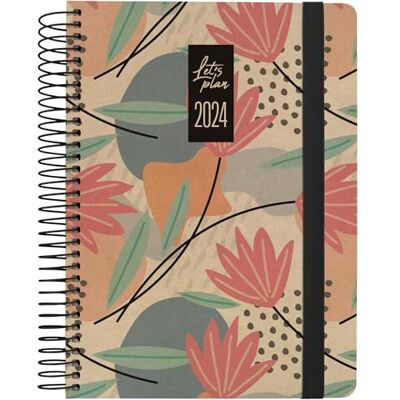 Grafoplás Tagesplaner 2024 15 x 21 cm Spanisch Modell Design Blumen Serie Nature Hardcover Einband aus Kraftpapier und 100% recyceltem Karton, elastischer Verschluss fester Einband Grafoplás Tagesplaner 2024 15 x 21 cm Spanisch Modell Design Blumen Serie Nature Hardcover Einband aus Kraftpapier und 100% recyceltem Karton, elastischer Verschluss fester Einband