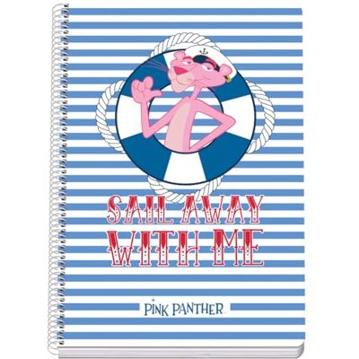 DOHE Kariertes Notizbuch, Folio-Größe (21,5 x 31 cm), Spiralbindung, 80 Blatt mit 90 g/m², kariert, 4 mm, fester Einband, Pink Panther Sailing, Schulmaterial DOHE Kariertes Notizbuch, Folio-Größe (21,5 x 31 cm), Spiralbindung, 80 Blatt mit 90 g/m², kariert, 4 mm, fester Einband, Pink Panther Sailing, Schulmaterial