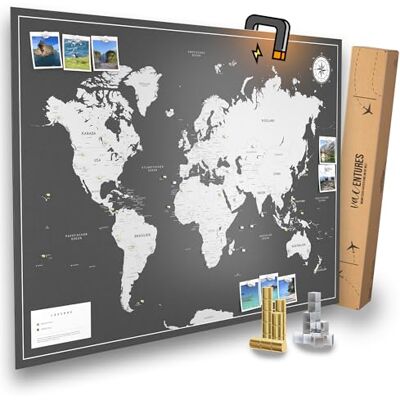 Vacentures Magnetische Pinnwand Weltkarte XXL"DARK" inkl. 2 x 15 magnetische Pins I Markiere Deine Reiseziele I Sammel Fotos und Magnete I Magnet Poster DIN A0 world map Vacentures Magnetische Pinnwand Weltkarte XXL"DARK" inkl. 2 x 15 magnetische Pins I Markiere Deine Reiseziele I Sammel Fotos und Magnete I Magnet Poster DIN A0 world map