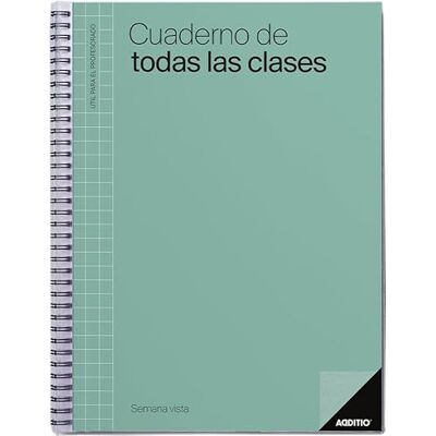 Additio Notizbuch für alle Klassen, Wochenansicht für Lehrer, kontinuierliche Bewertung, wöchentliche Planung des Kurses, Größe 22,5 x 31 cm, Spanisch, Grün Additio Notizbuch für alle Klassen, Wochenansicht für Lehrer, kontinuierliche Bewertung, wöchentliche Planung des Kurses, Größe 22,5 x 31 cm, Spanisch, Grün