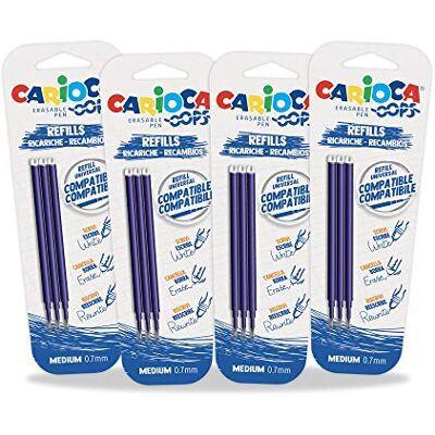 CARIOCA Löschbares Stift-Nachfüllset OOPS, Farbe Blau – Spitze Ø 0,7 mm, thermosensitive Tinte, universell kompatible Nachfüllungen mit Hauptstiften (12 blaue Nachfüllungen) CARIOCA Löschbares Stift-Nachfüllset OOPS, Farbe Blau – Spitze Ø 0,7 mm, thermosensitive Tinte, universell kompatible Nachfüllungen mit Hauptstiften (12 blaue Nachfüllungen)