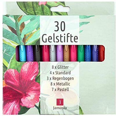 Jamasia 999201 - Glitter-Gelstifte-Set - 30 Farben Jamasia 999201 - Glitter-Gelstifte-Set - 30 Farben