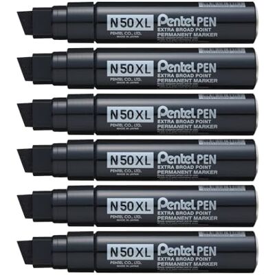 Pentel N50 X L Keilspitze permanent marker – Schwarz (6 Stück) Pentel N50 X L Keilspitze permanent marker – Schwarz (6 Stück)